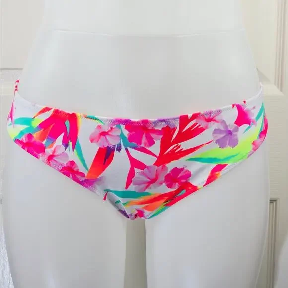 Victoria Secret Pink Bikini Bottom Pink Floral Summer Poolside Women's L - Picture 1 of 4
